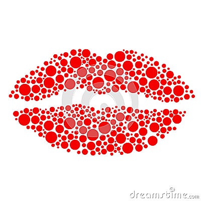 Imprint kiss lip from bubbles - vector Vector Illustration